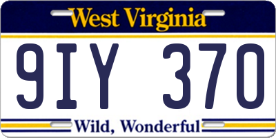 WV license plate 9IY370