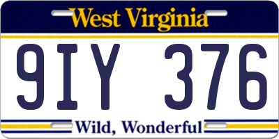 WV license plate 9IY376
