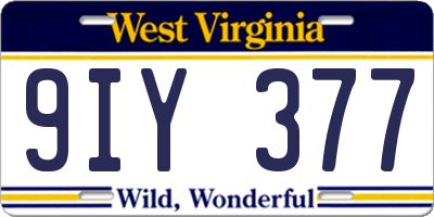 WV license plate 9IY377