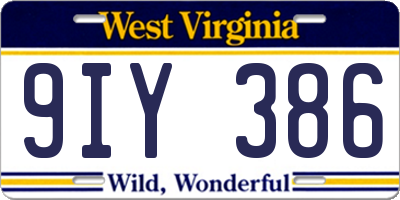WV license plate 9IY386