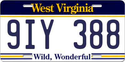 WV license plate 9IY388