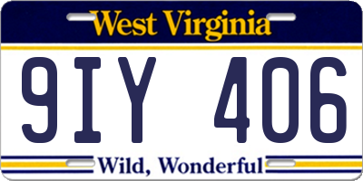 WV license plate 9IY406