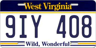 WV license plate 9IY408