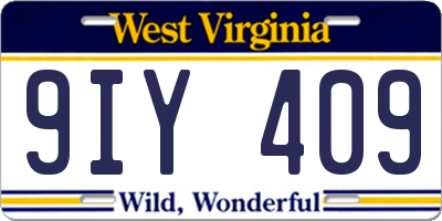 WV license plate 9IY409