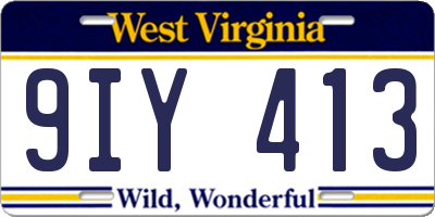 WV license plate 9IY413