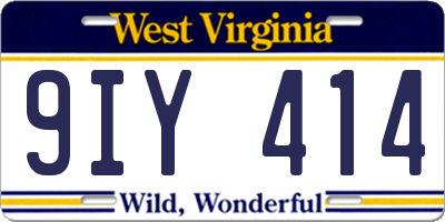 WV license plate 9IY414