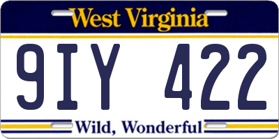 WV license plate 9IY422