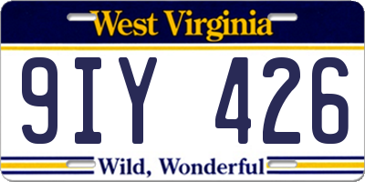 WV license plate 9IY426
