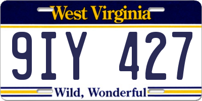 WV license plate 9IY427