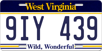 WV license plate 9IY439