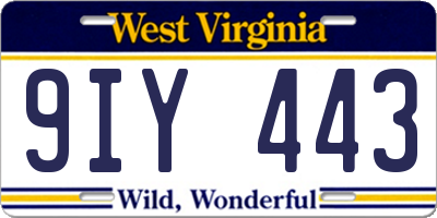 WV license plate 9IY443