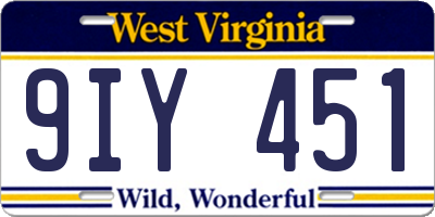 WV license plate 9IY451