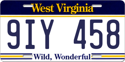 WV license plate 9IY458