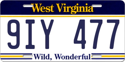 WV license plate 9IY477