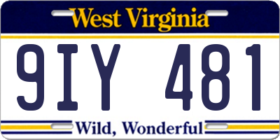 WV license plate 9IY481