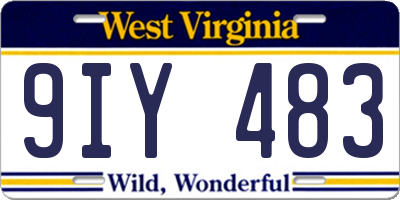 WV license plate 9IY483