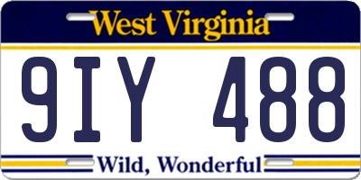 WV license plate 9IY488