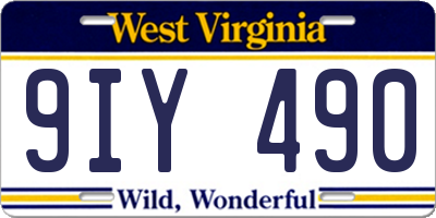 WV license plate 9IY490