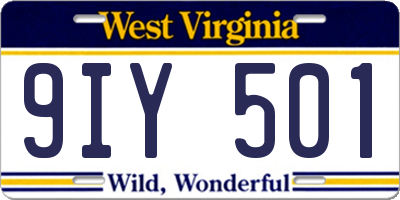 WV license plate 9IY501
