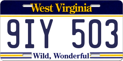 WV license plate 9IY503