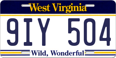 WV license plate 9IY504