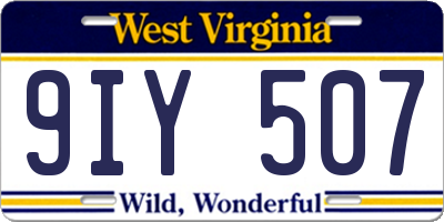 WV license plate 9IY507