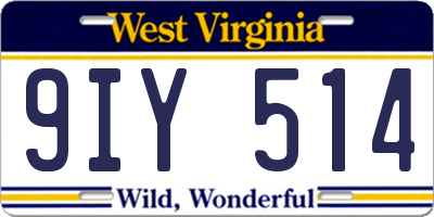 WV license plate 9IY514