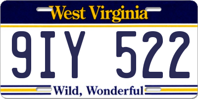 WV license plate 9IY522