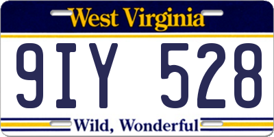 WV license plate 9IY528