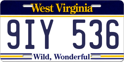 WV license plate 9IY536