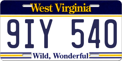 WV license plate 9IY540