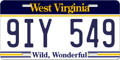 WV license plate 9IY549