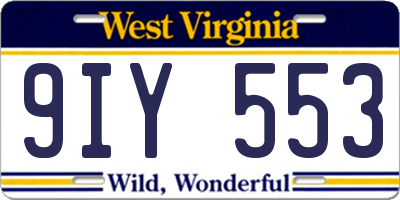 WV license plate 9IY553