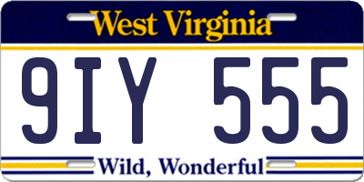 WV license plate 9IY555