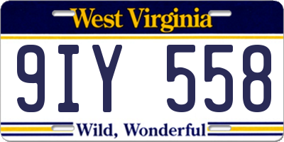 WV license plate 9IY558