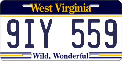WV license plate 9IY559
