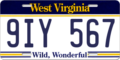 WV license plate 9IY567