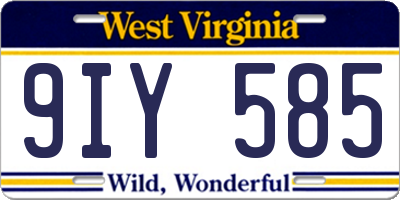 WV license plate 9IY585