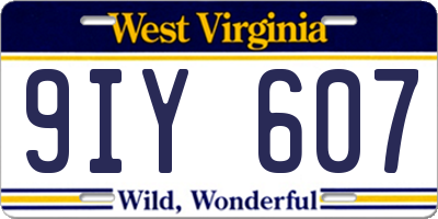 WV license plate 9IY607