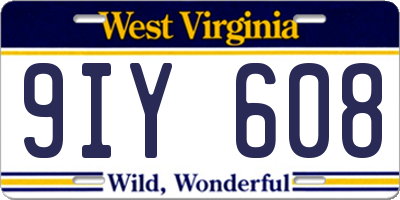 WV license plate 9IY608