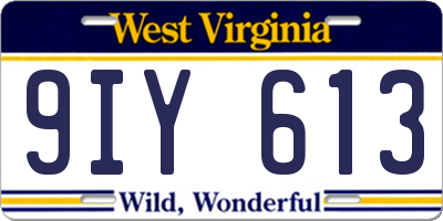 WV license plate 9IY613
