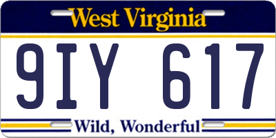 WV license plate 9IY617