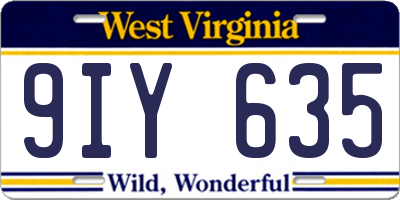 WV license plate 9IY635