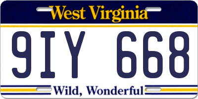 WV license plate 9IY668