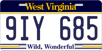 WV license plate 9IY685