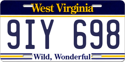 WV license plate 9IY698