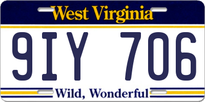 WV license plate 9IY706