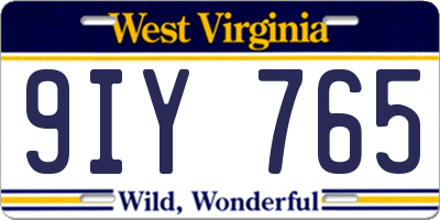 WV license plate 9IY765