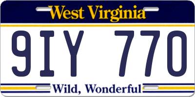 WV license plate 9IY770