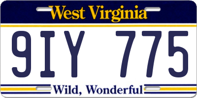 WV license plate 9IY775